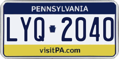 PA license plate LYQ2040