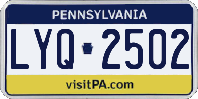 PA license plate LYQ2502