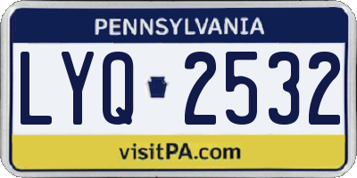 PA license plate LYQ2532
