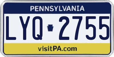 PA license plate LYQ2755