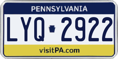 PA license plate LYQ2922