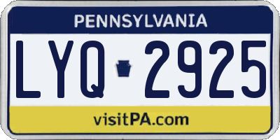 PA license plate LYQ2925