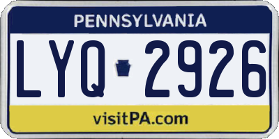 PA license plate LYQ2926
