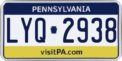 PA license plate LYQ2938