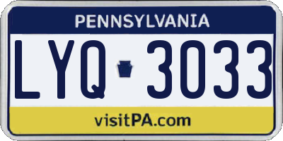 PA license plate LYQ3033