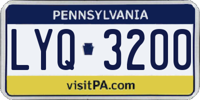 PA license plate LYQ3200