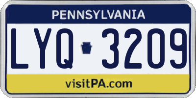 PA license plate LYQ3209