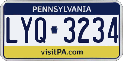 PA license plate LYQ3234