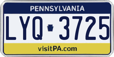 PA license plate LYQ3725