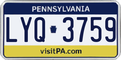 PA license plate LYQ3759
