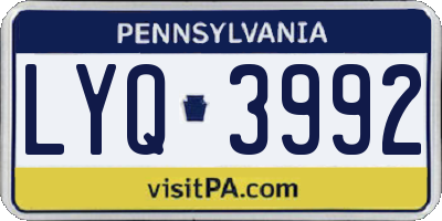 PA license plate LYQ3992