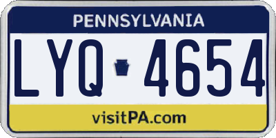 PA license plate LYQ4654