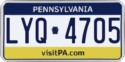 PA license plate LYQ4705