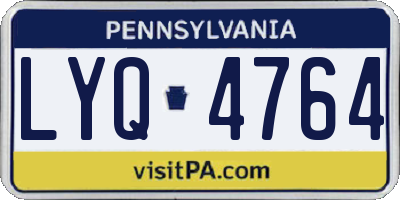 PA license plate LYQ4764