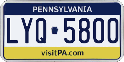 PA license plate LYQ5800