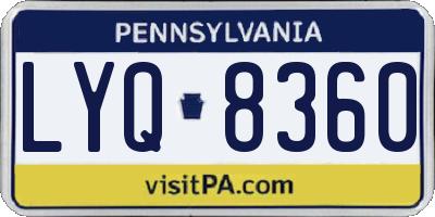 PA license plate LYQ8360