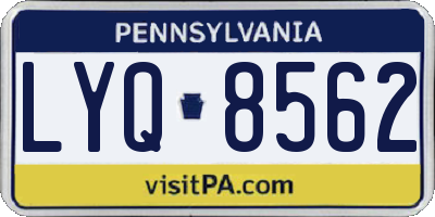 PA license plate LYQ8562