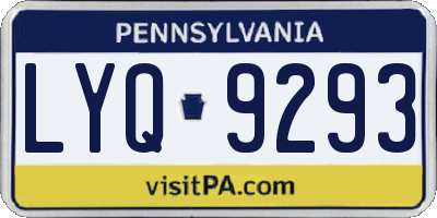 PA license plate LYQ9293
