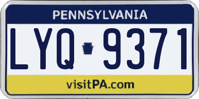 PA license plate LYQ9371
