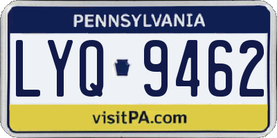 PA license plate LYQ9462
