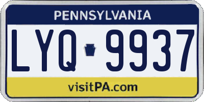 PA license plate LYQ9937