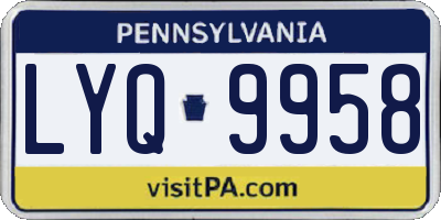 PA license plate LYQ9958