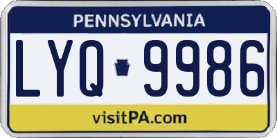 PA license plate LYQ9986