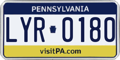 PA license plate LYR0180