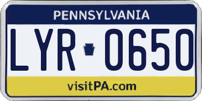PA license plate LYR0650