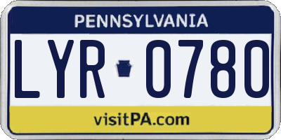 PA license plate LYR0780