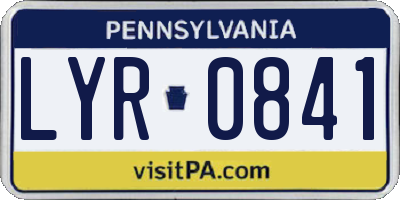 PA license plate LYR0841