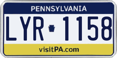 PA license plate LYR1158