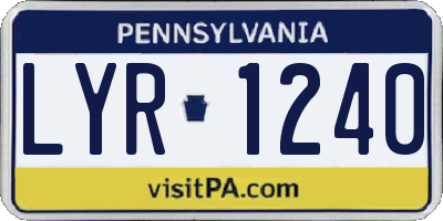 PA license plate LYR1240