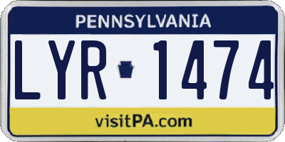 PA license plate LYR1474