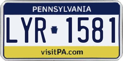 PA license plate LYR1581