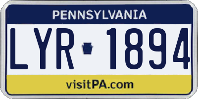 PA license plate LYR1894