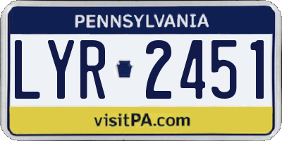 PA license plate LYR2451