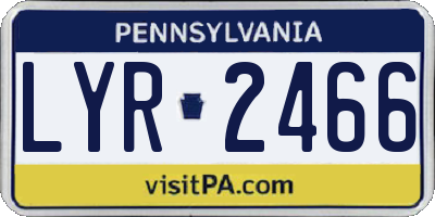 PA license plate LYR2466
