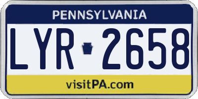PA license plate LYR2658