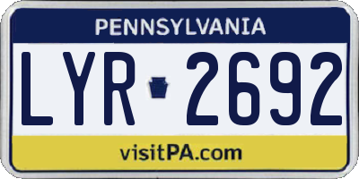 PA license plate LYR2692