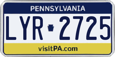 PA license plate LYR2725