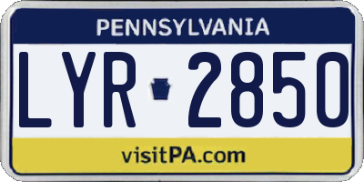 PA license plate LYR2850