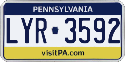 PA license plate LYR3592