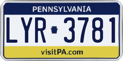 PA license plate LYR3781