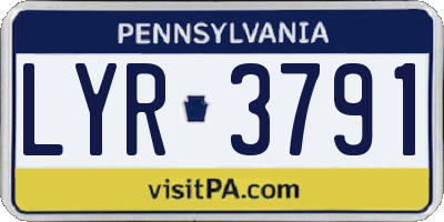 PA license plate LYR3791