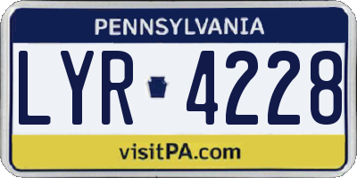 PA license plate LYR4228