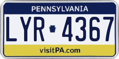 PA license plate LYR4367