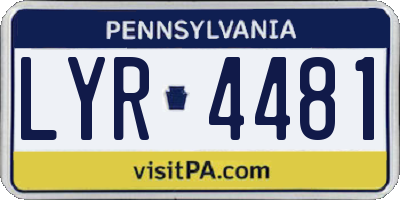 PA license plate LYR4481