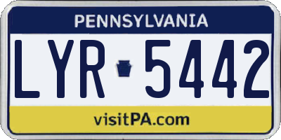 PA license plate LYR5442