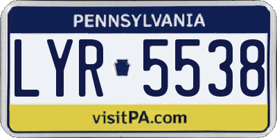PA license plate LYR5538